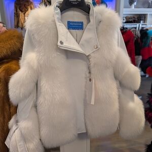 Dior Luxurious White Fox And leather Teddy Jacket